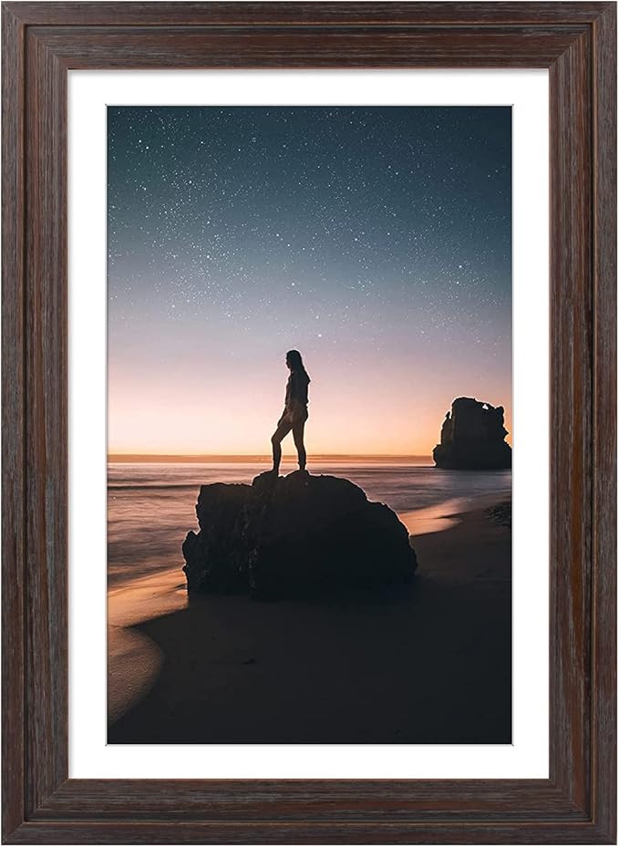 Golden State Art, 13x19 Picture Frame - Displays 11x17 Photo with Mat or 13x19 Without Mat, Wide Moulding Solid Wood Frame...
