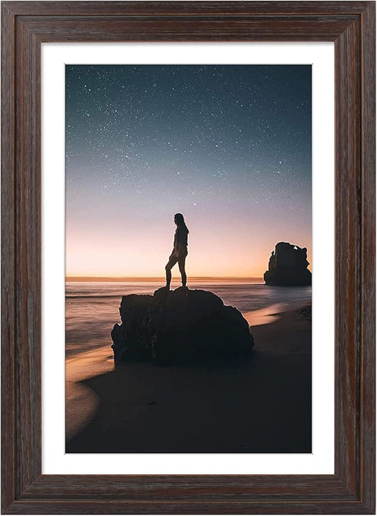 Golden State Art, 13x19 Picture Frame - Displays 11x17 Photo with Mat or 13x19 Without Mat, Wide Moulding Solid Wood Frame...