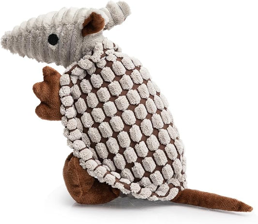 Hollypet Plush Dog Squeaky Toy Stuffed Armadillo Animal Pet Puppy Chew Toys with Clean Teeth for Small Medium Large All Br...