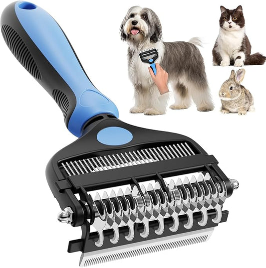AXEFUN 3-in-1 Professional Pet Grooming Brush for Dogs & Cats – Dematting Comb, Undercoat Rake & Deshedding Tool for Long...