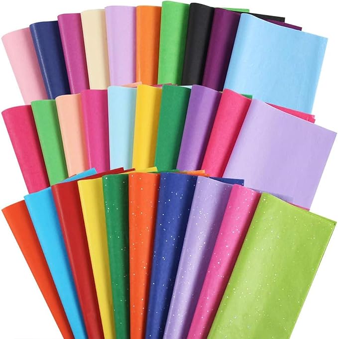3 Otters 150 Sheets Tissue Paper, 14x20 Inch Tissue Paper for Gift Bags 30 Colors Gift Wrap Supplies Bulk for Crafts Party...