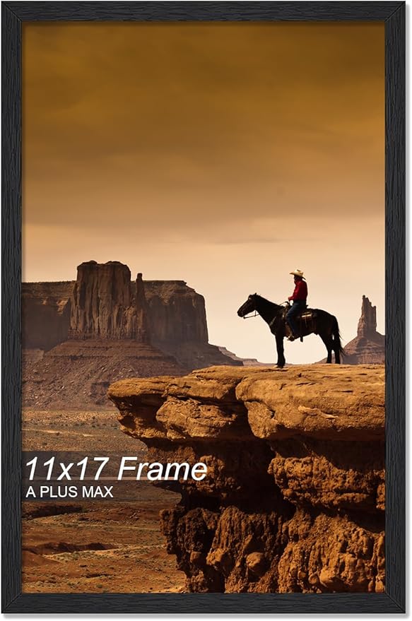 A PLUS MAX 11x17 Picture Frame, Black Engineered Wood Frame for 11 x 17 Inch Picture Poster Photo, Light Weight 11 by 17 F...