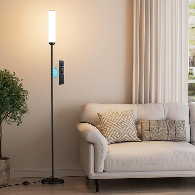 Ambimall LED Floor Lamp with Remote Control, 65" Standing lamp with Stepless Adjustable 3000K-6500K Colors & 30-100% Brigh...