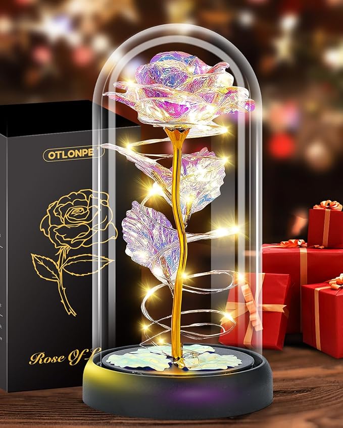 Otlonpe Mothers Day Flowers Gifts for Mom from Daughter Son, Preserved Forever Glass Light Up Rose Gifts for Grandma Wife ...