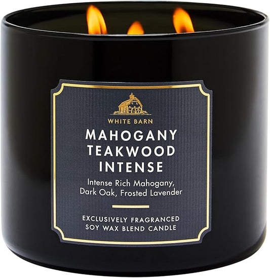 Bath & Body Works Mahogany Teakwood Intense 3-Wick Candle - Scented Candle for At-Home Use - Long-Lasting, Room-Filling Fr...