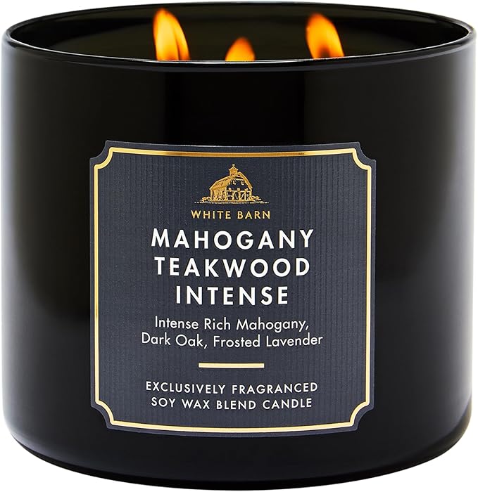 Bath & Body Works Mahogany Teakwood Intense 3-Wick Candle - Scented Candle for At-Home Use - Long-Lasting, Room-Filling Fr...