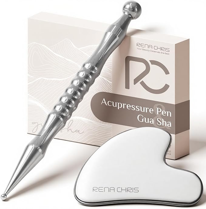 Rena Chris Acupuncture Pen, Manual Reflexology Tools for Muscle Tension and Pain Relief, Acupressure Pen and Stainless Ste...