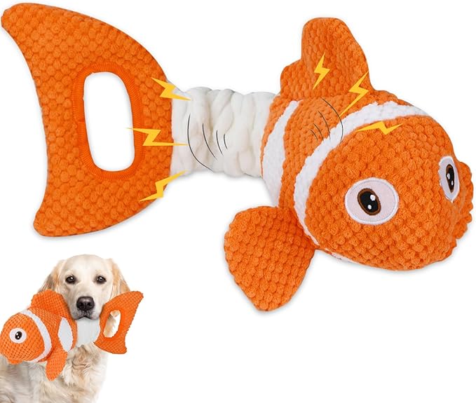 Molantaule Squeaky Dog Toys, Durability Interactive Tug of War Puppy Toys for Indoor and Outdoor Play - Stuffed Pet Dog To...