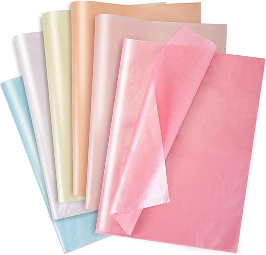 Larcenciel 60 Sheets Tissue Paper, 6 Metallic Colors Tissue Paper for Gift Bags and Wrapping, Glitter Wrapping Tissue Bul...