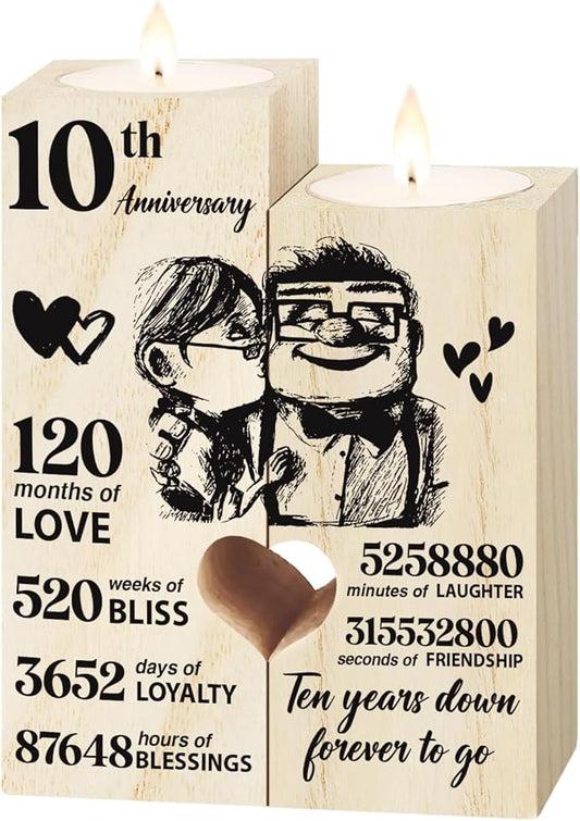 10th Anniversary Wedding Gifts for Wife, Husband, Couples Gift Candlestick,Ten Years Wedding Anniversary Presents for Her,...