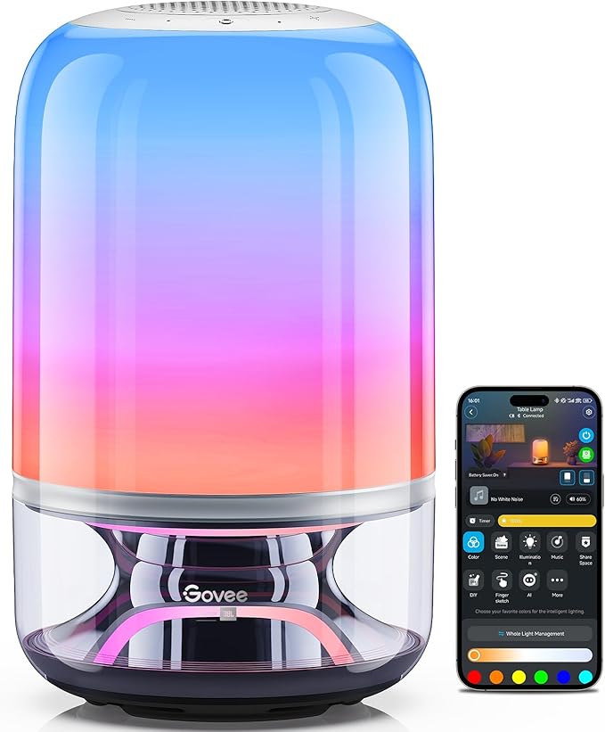 Govee Table Lamp 2 Pro x Sound by JBL, Smart Cordless Table Lamp with Speaker, Music-Light Sync, 16 Music Modes & 100+ Sce...