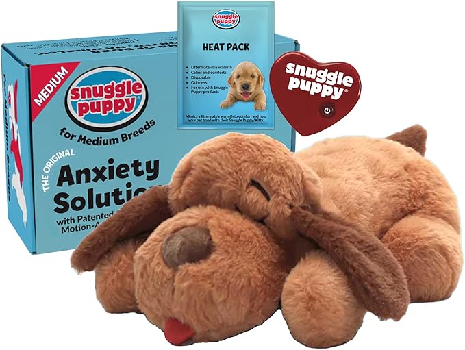 Snuggle Puppy Original Heartbeat Puppy Toy with Real-Feel Pulse & Heat Pack, Calming Sleep Aid for Puppy Anxiety, Crate Tr...