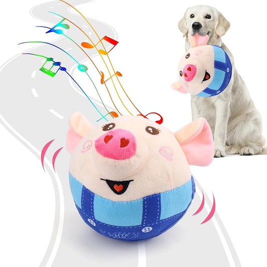BABORUI Interactive Dog Toys Pig, Jumping Squeaky Dog Toys with Recording and Music Modes, Rechargeable Moving Dog Chew To...
