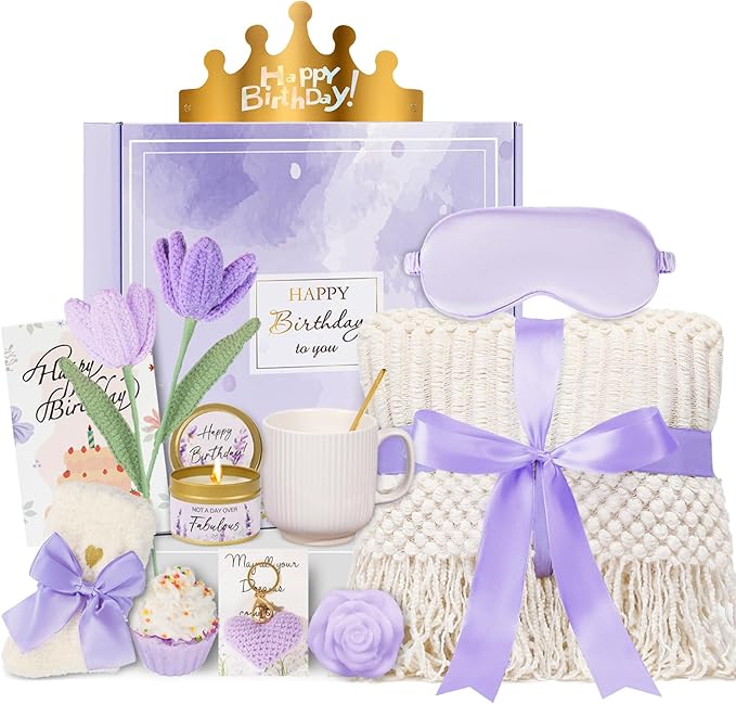CuriBox Birthday Gifts for Women - 13PCS Unique Happy Birthday Easter Gifts Basket for Mom Her Best Friend Sister Wife Gir...