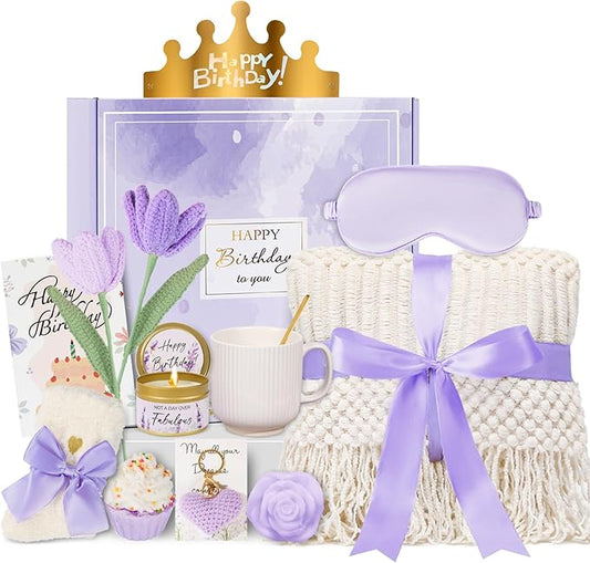 CuriBox Birthday Gifts for Women - 13PCS Unique Happy Birthday Easter Gifts Basket for Mom Her Best Friend Sister Wife Gir...