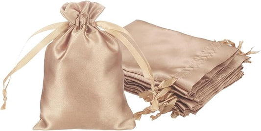 PATIKIL Satin Drawstring Favor Bags, (4" x 3", Champagne) (12Pcs), Satin Gift Bags Gift Pouches with Drawstrings, Suit for...