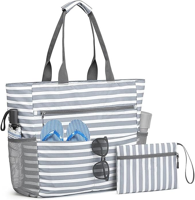 Wodsfay Waterproof Foldable Tote Bag for Travel – Large Carry-On with Zipper Pocket for Beach, Gym, Airplane & Weekend Trips
