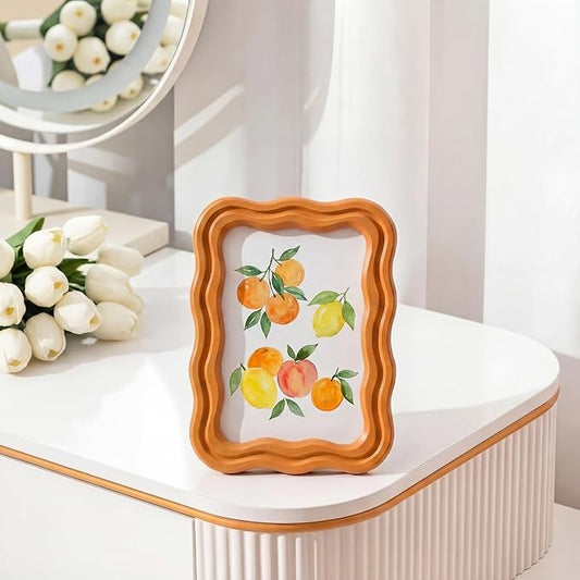 Vicenpal 4 x 6 Inch Scalloped Picture Frame Vintage Curved Funky Decorative Picture Frame for Desktop Wall Display Home De...