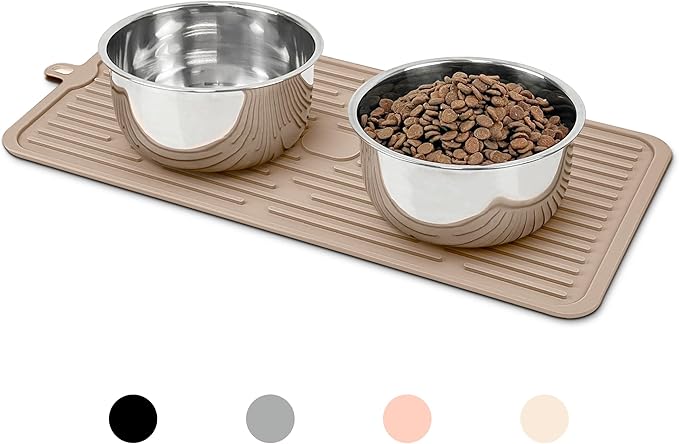 Ptlom Pet Placemat for Dog and Cat, Anti-Slip Waterproof Dogs Feeding Mat Prevent Food and Water Overflow, Bowl Mats Suita...