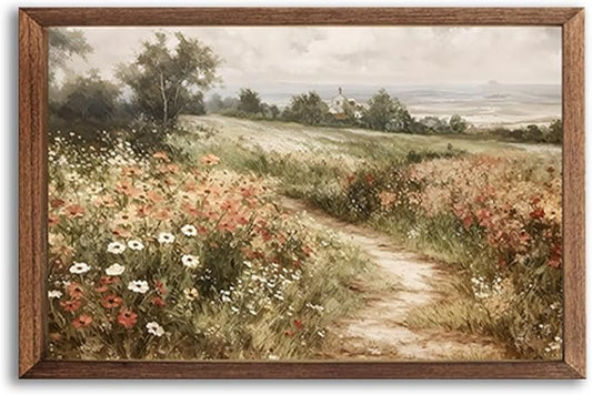 Vintage Floral Canvas Wall Art Country Cottagecore Gifts Natural Wildflower Wall Decor Modern Farmhouse Plant Oil Painting...