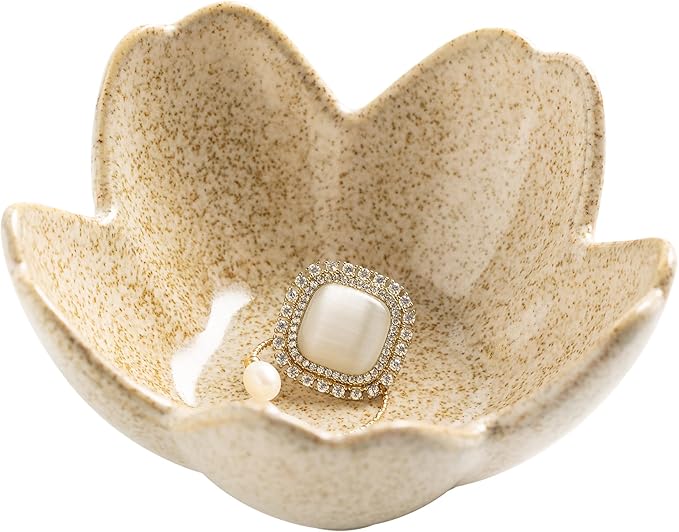 Flower Ring Holder Dish, Ceramic Jewelry Tray Dish, Small Trinket Dish, Jewelry Plate Bowl, Cute Jewlery Ring Holder Dish,...