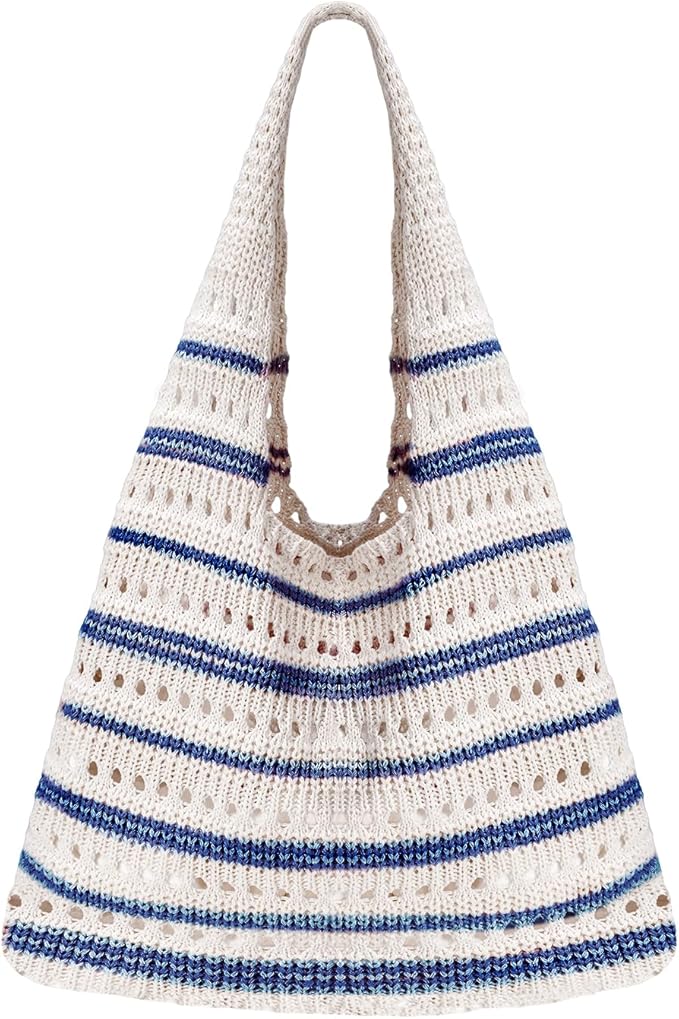 Sightor Crochet Tote Bag, Mesh Beach Bag Knit Summer Hobo Bag Vacation Boho Tote Bag for Women
