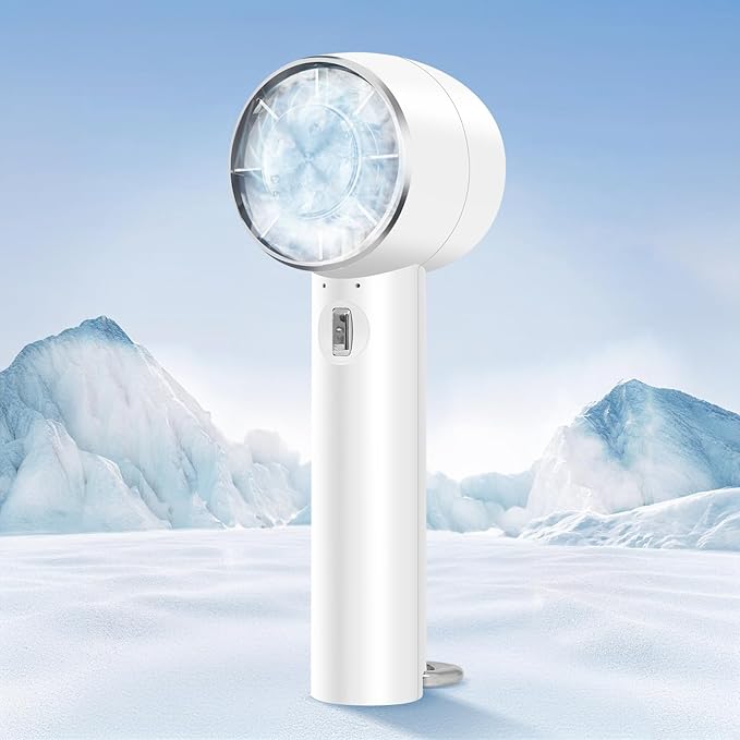 loranu Handheld Portable Turbo Fan with Cold Compress, High-Speed 2 in 1 Hand Held & Desk Fan, 4200mAh Battery Rechargeabl...