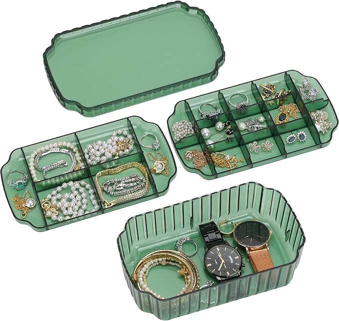 LETURE 3-Layer Jewelry Organizer Box for Earrings, Rings, Necklaces, Bracelets, Clear Plastic Bead Storage Containers for ...