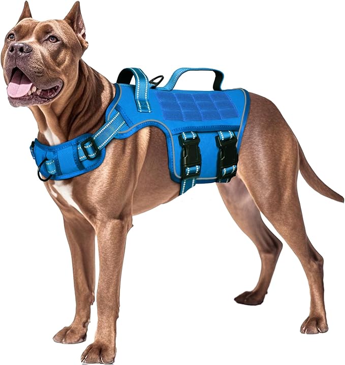 Dog Harness for Large Dogs Heavy Duty, No Pull Tactical Dog Harness with Molle System, Easy On and Off Service Dog Vest, B...
