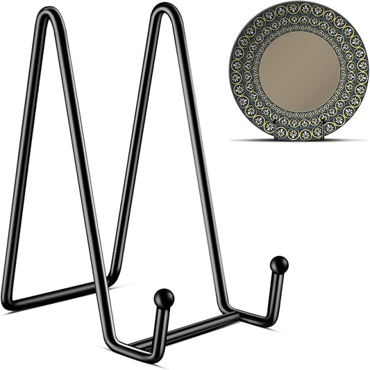 Kruodop 3 Pack 6 Inch Plate Stands for Display, Plate Holder Display Stand, Picture Frame Stand Black Metal Frame Holder S...