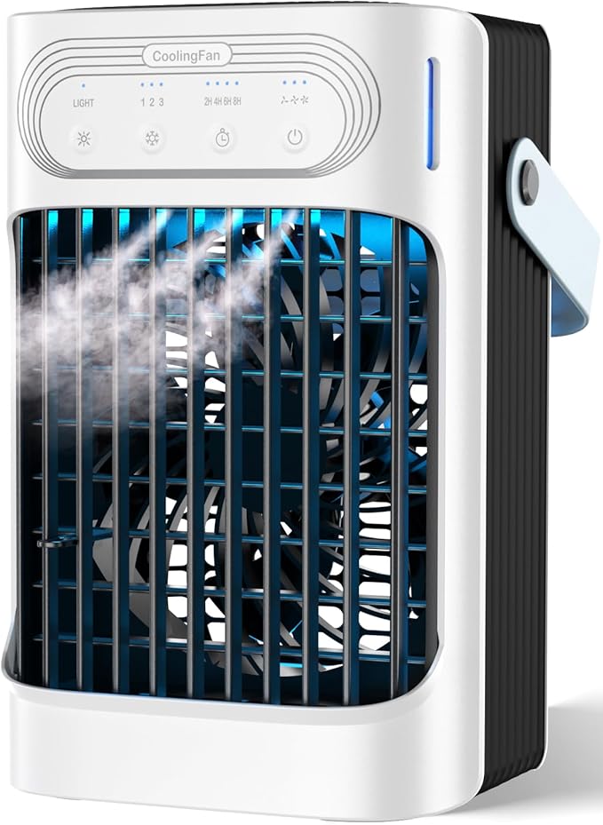 Portable Air Conditioners Cooling Fan, 800ml Mini Air Conditioner Portable AC Unit with 3 Cool Mist & Speeds, 7 Night Ligh...