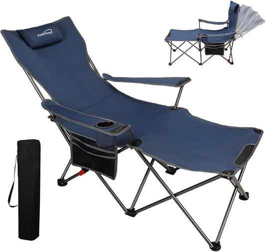 Colorsoul Reclining Camping Chair w/Foot Rest, Adjustable 90°- 135° Lounge Beach Chair for Adults, Heavy Duty Outdoor Fold...