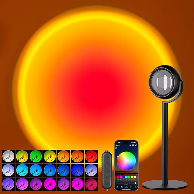 Neroupe Upgraded Sunset Lamp Projector with APP Control, Endless Color Changing Led Lamp Night Light, Mood Lighting Sunlig...