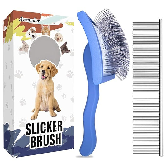 Anrundar Dog Slicker Brush for Golden Doodle Grooming Kit - Dematting Brushes for Goldendoodles, Labradoodles, Poodles - P...