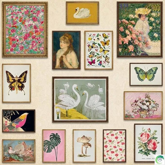 LANCHI95 15 Pcs Maximalist Gallery Wall, Colorful Eclectic Decor, Colorful Art, Girls Room, Vintage Wall Art Prints, Moody...