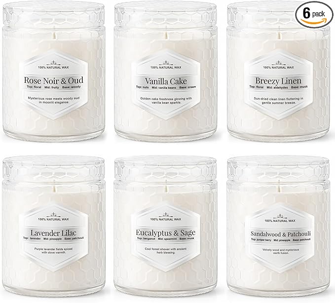 Scented Candles Gift Set for Women, 6 Pack Aromatherapy Soy Candles for Home, Long Lasting Decorative Jar Candles for Birt...