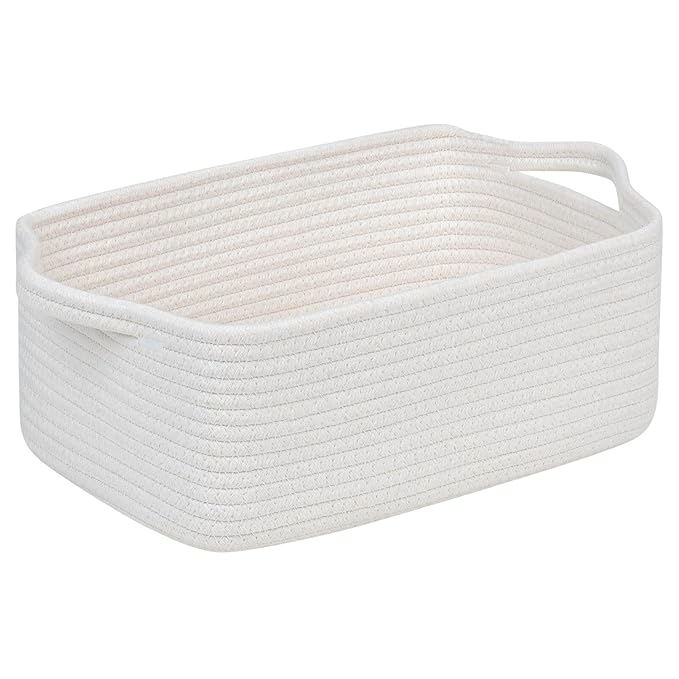 CubesLand Cute and Durable Small Cotton Rope Basket for Organizing, Woven Closet Storage Bin,Shelves Closet Storage Baske...