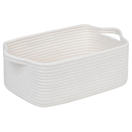 CubesLand Cute and Durable Small Cotton Rope Basket for Organizing, Woven Closet Storage Bin,Shelves Closet Storage Baske...