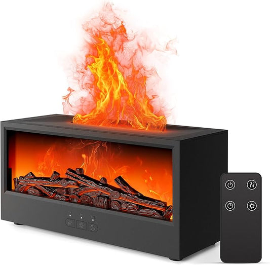 Fireplace Flame Air Diffuser Humidifier,7 Colors Aromatherapy Essential Oil Diffuser, Ultrasonic Aroma Humidifier with Rem...