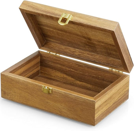 BWODYAY Acacia Wood Decorative Box with Lid, Small Jewelry Box, Memories Box, Keepsake Boxes with Lids, Wooden Gift Box