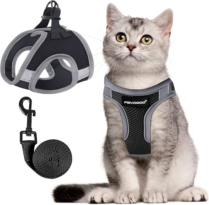 FAYOGOO Cat Harness and Leash Set for Walking Escape Proof, Kitten Adjustable Small Large Cat Lightweight Soft Vest Harnes...