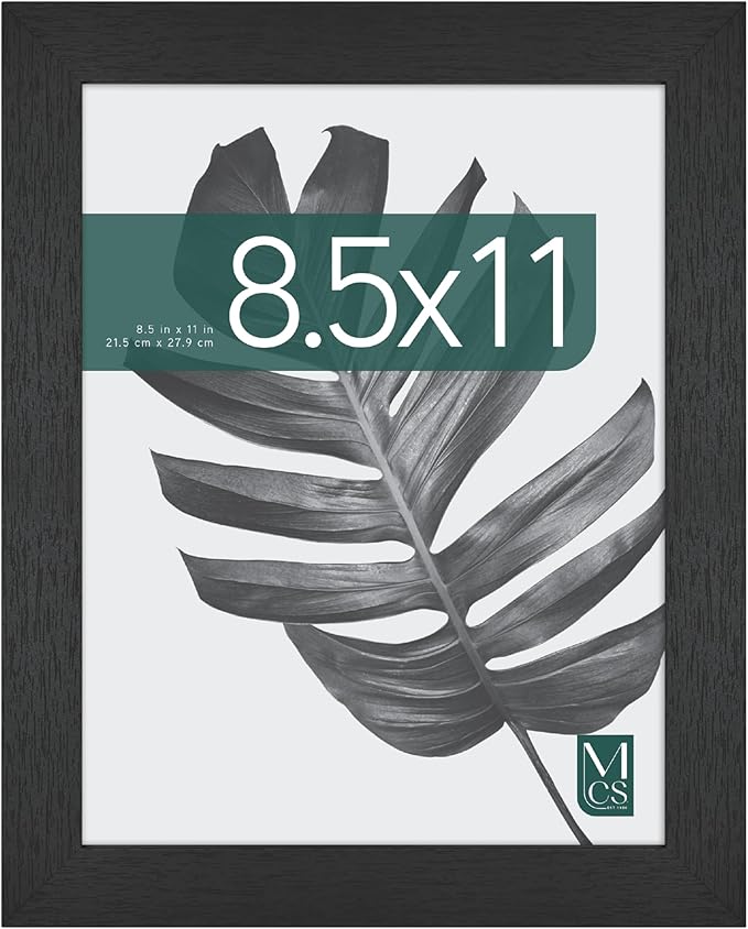 MCS Studio Gallery 8.5x11 Picture Frame Black Woodgrain Engineered Wood, Vertical & Horizontal Wall Hanging & Easel for Ta...