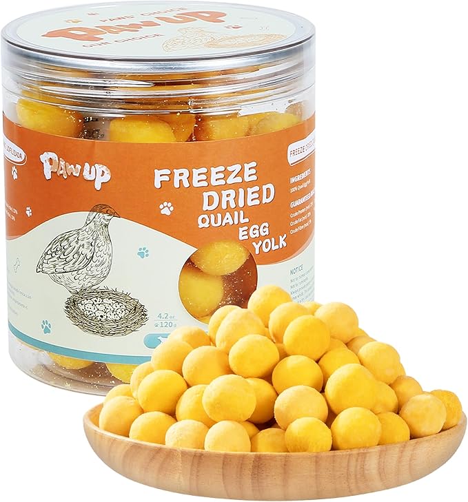 PAWUP Freeze Dried Quail Egg Yolk Pet Treats, Freeze-Dried Pet Food for Dogs, Cats, Pure Fresh Ingredient, 4.2 oz, Rawhide...