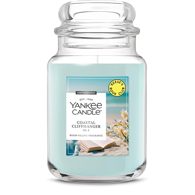 Yankee Candle x Reese’s Book Club, Coastal Cliffhanger, Summer Scented Candle, Sea Daffodil Scent, Solar Florals Scent, 22...