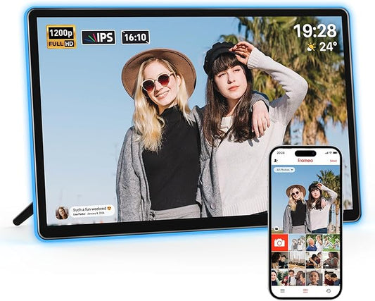 ApoloSign Neon Light Digital Picture Frame - 14" 2K FHD Display | AI Color-Changing LED Strip Digital Photo Frame | Quick ...