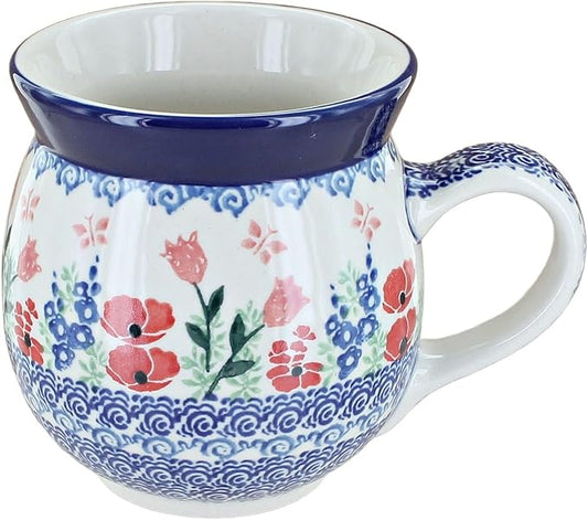 Blue Rose Polish Pottery Dreaming of Poppies Bubble Mug