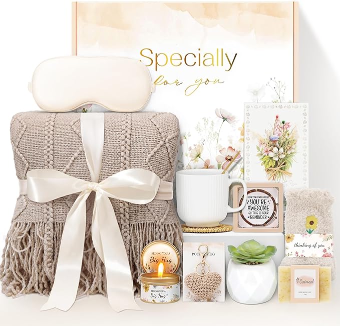 Joyliss Get Well Gifts for Women Self Care Gifts, Sympathy Gift Baskets Spa Gifts Set, Thinking of You Inspirational Hug i...