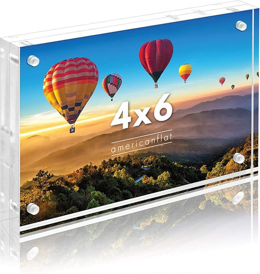 Americanflat 4x6 Acrylic Picture Frame - Double Sided Frames with Magnetic Corners - Transparent Acrylic Frames for Desk o...