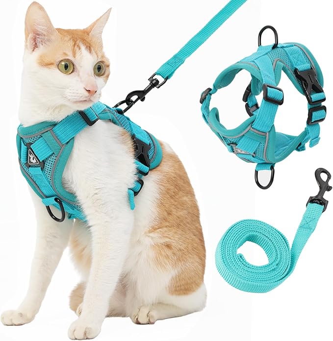 Kodervo Cat Harness and Leash, Reflective Cat Harness Escape Proof for Walking, Adjustable Kitten Harness and Leash Set, 4...