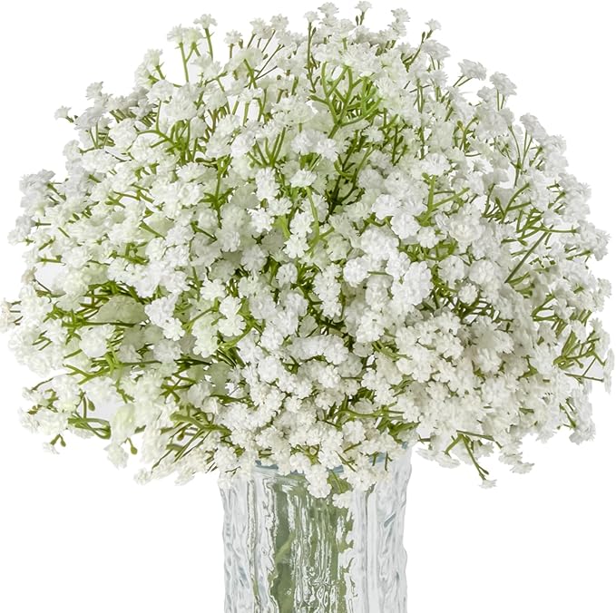 Sukh 10PCS Baby Breath Artificial Flowers Fake Babys Breath Gypsophila Flowers Bulk Realistic Artificial Flowers Bouquet F...
